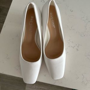 Square toe white pumps